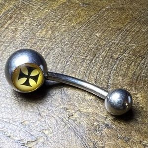 Iron cross belly ring